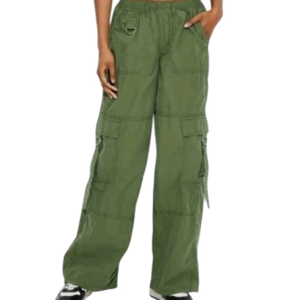 Wild Fable Womens Olive Green Wide Leg Cargo Pants D-Ring High Rise Small NWT